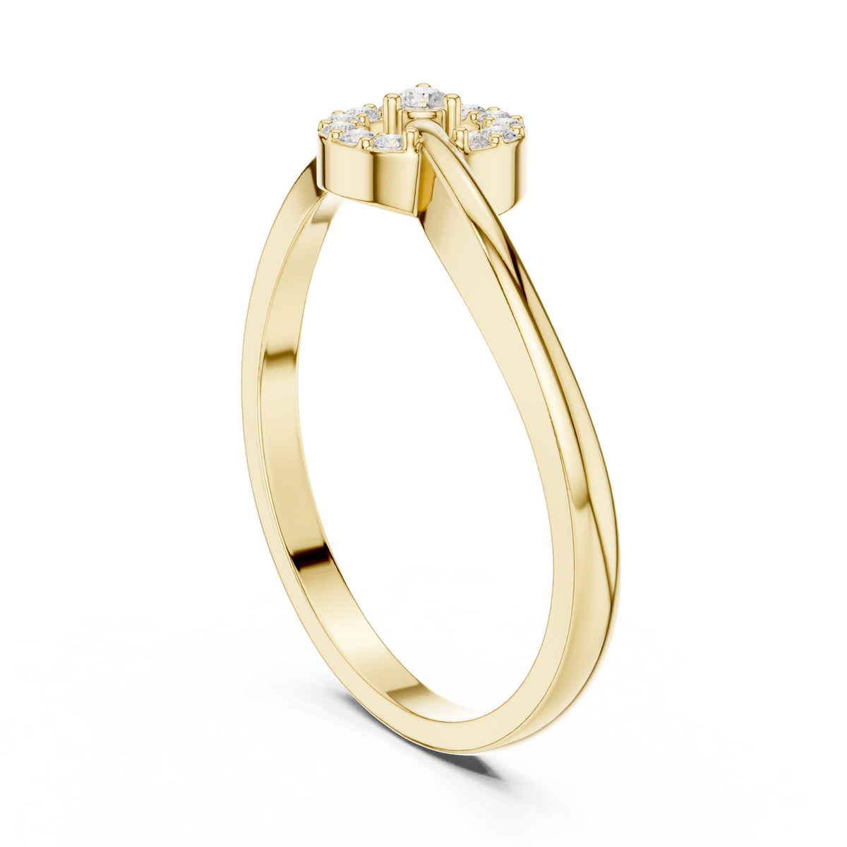 14K Solid Gold Lab Diamond Halo Ring, Yellow Gold, view 1