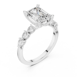 Gold Ring, Emerald center stone, White Gold, view 2