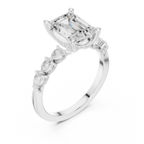 Gold Ring, Emerald center stone, White Gold, view 2