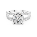 Gold Jewelry, Cushion center stone, White Gold, view 4