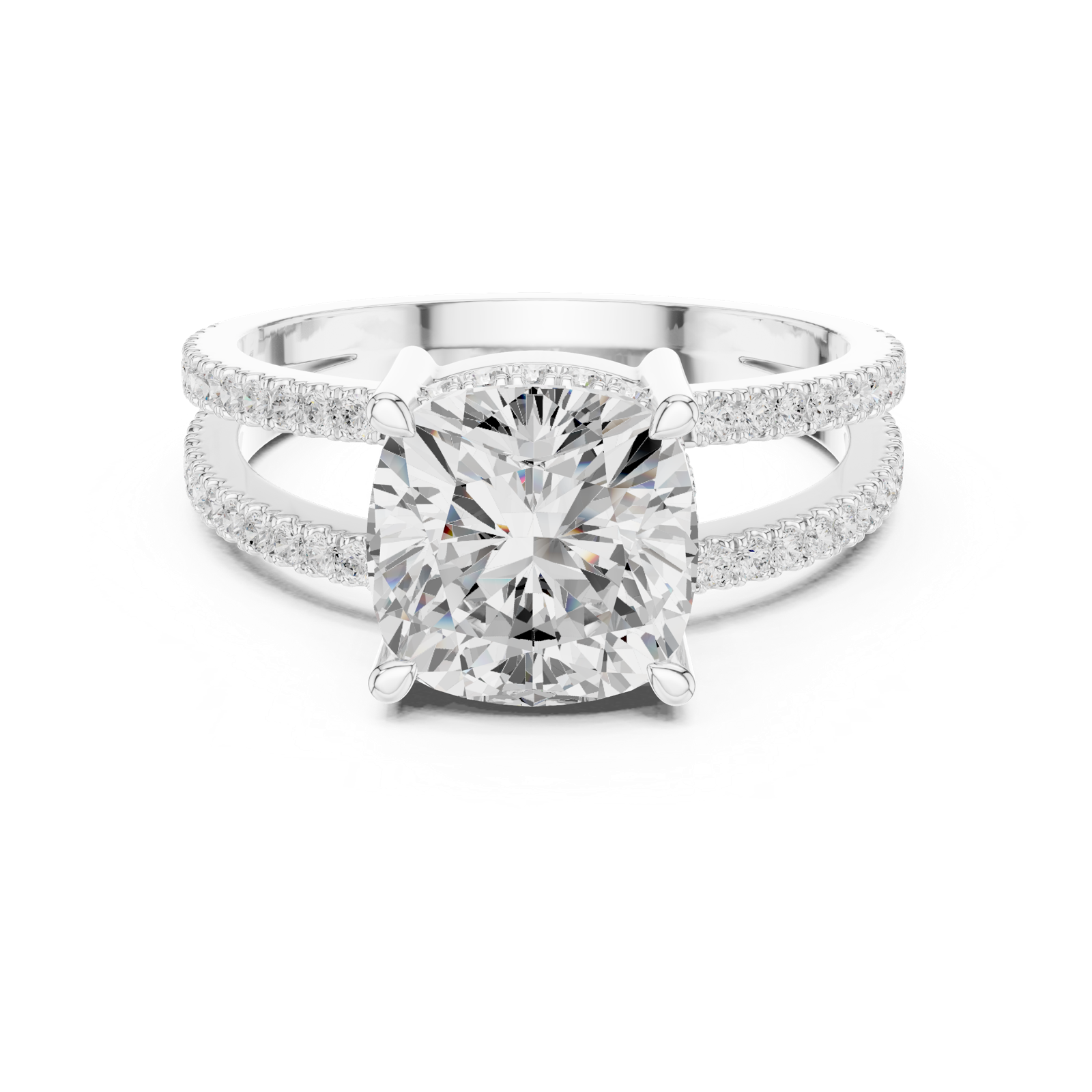Gold Jewelry, Cushion center stone, White Gold, view 4