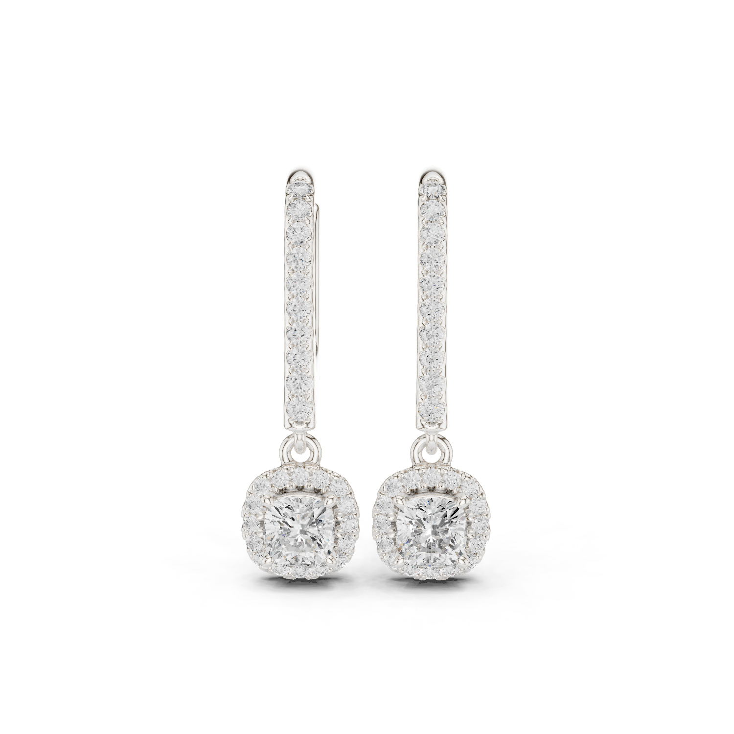 Gold Jewelry DDER-034, Cushion center stone, White Gold