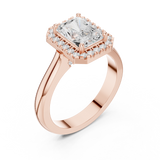 Gold Ring DDLR-338, Radiant center stone, Rose Gold, view 2