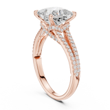 Gold Ring DDLR-252, Princess center stone, Rose Gold, view 1