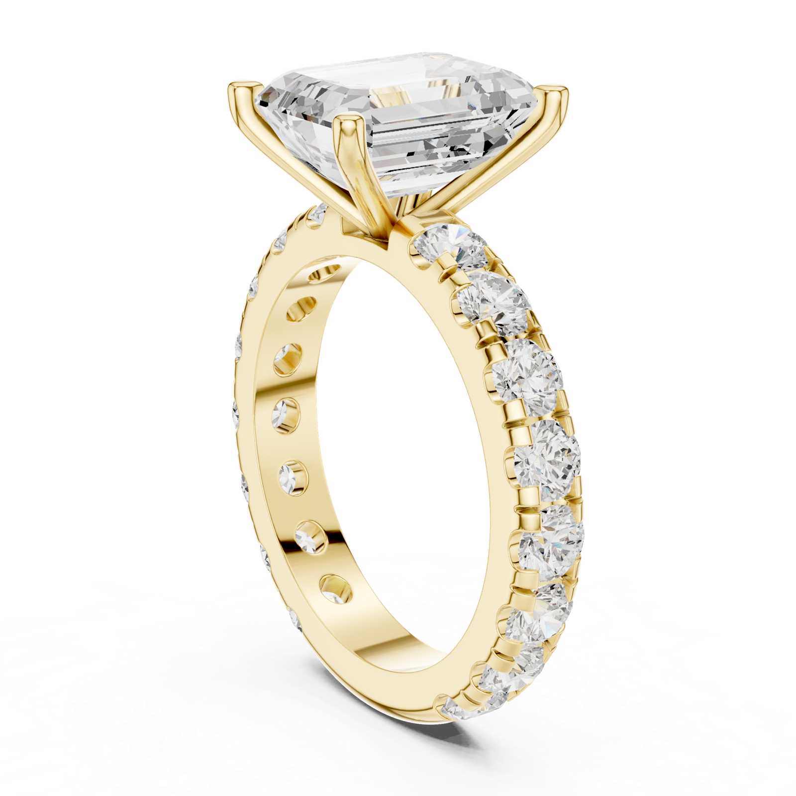 Gold Jewelry, Emerald center stone, Yellow Gold, view 1