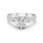 Gold Ring DDLR-281, Heart center stone, White Gold