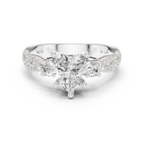 Gold Ring DDLR-281, Heart center stone, White Gold