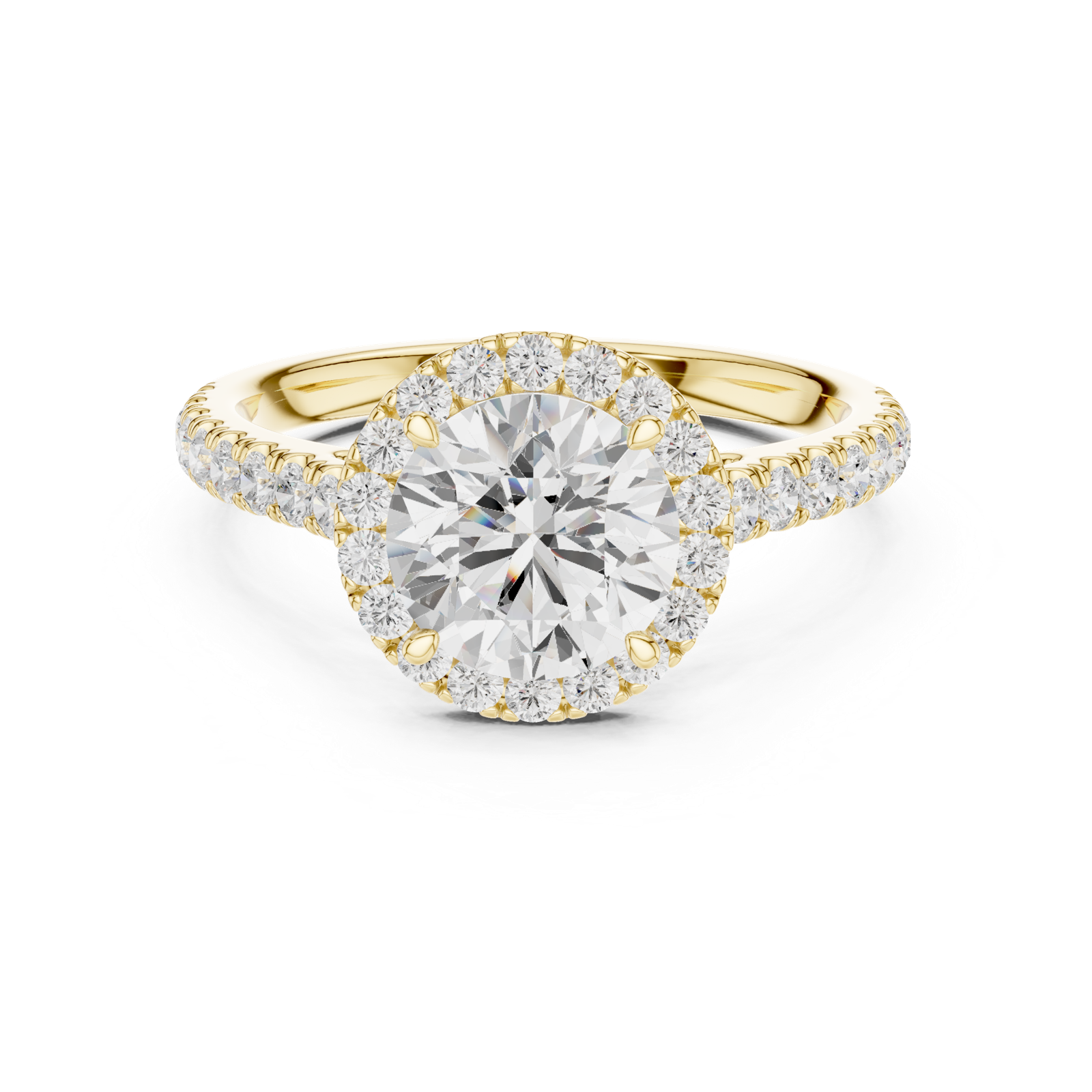 Gold Ring DDLR-118, Round center stone, Yellow Gold, view 4