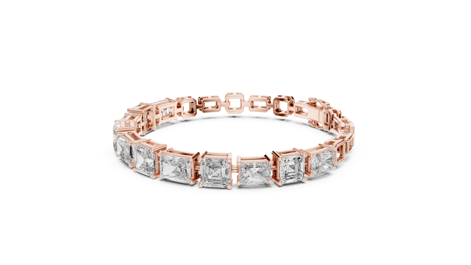 14K Solid Gold Lab Diamond Bracelet, Rose Gold, view 1