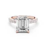 Gold Ring, Emerald center stone, Rose Gold