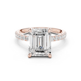 Gold Ring, Emerald center stone, Rose Gold
