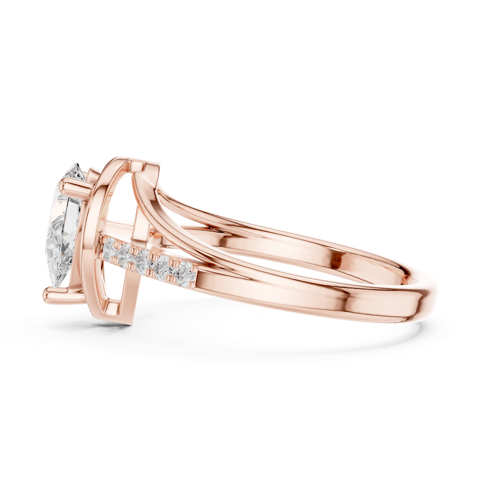 Gold Ring DDLR-517, Rose Gold, view 3