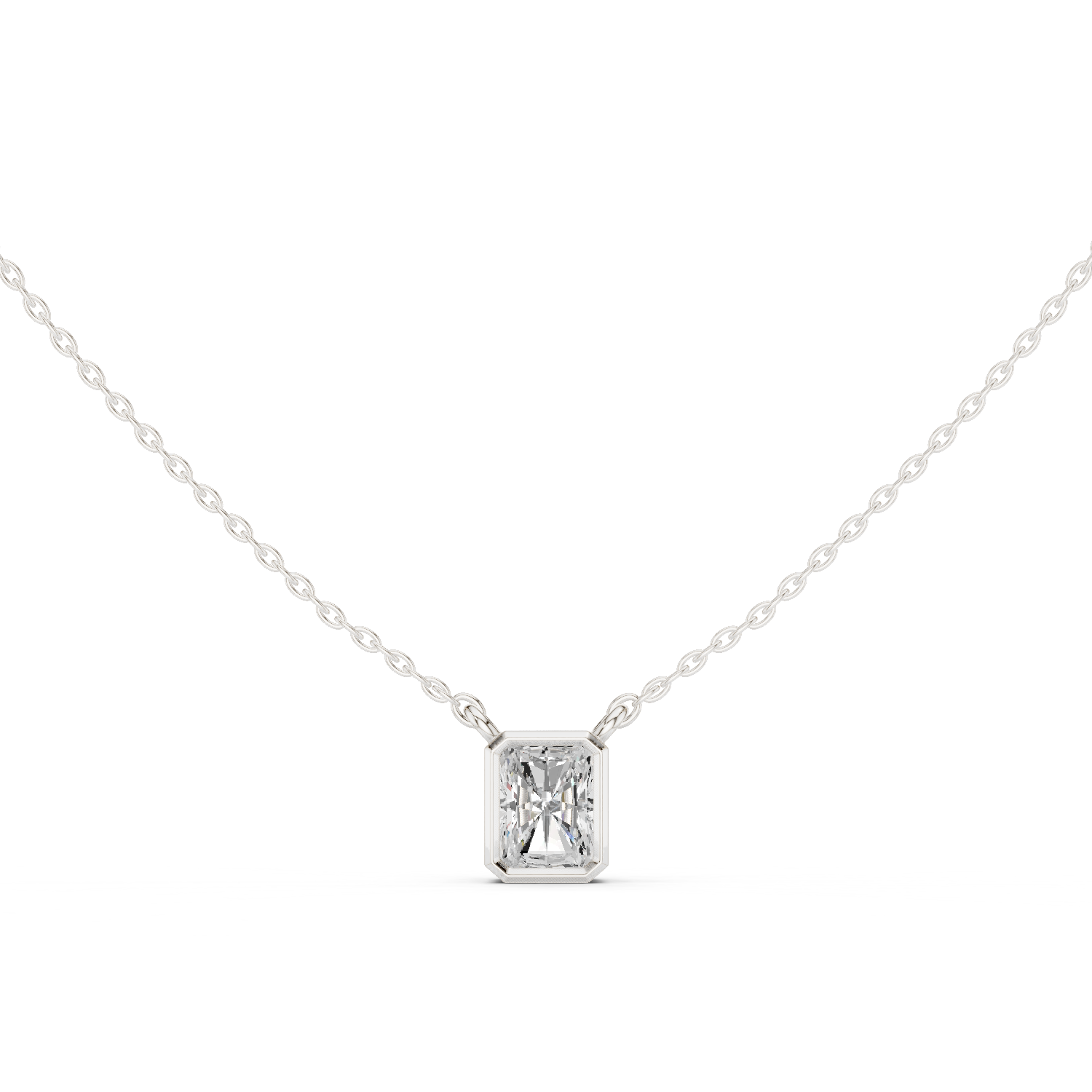 Gold Jewelry DDPS-001, Radiant center stone, White Gold