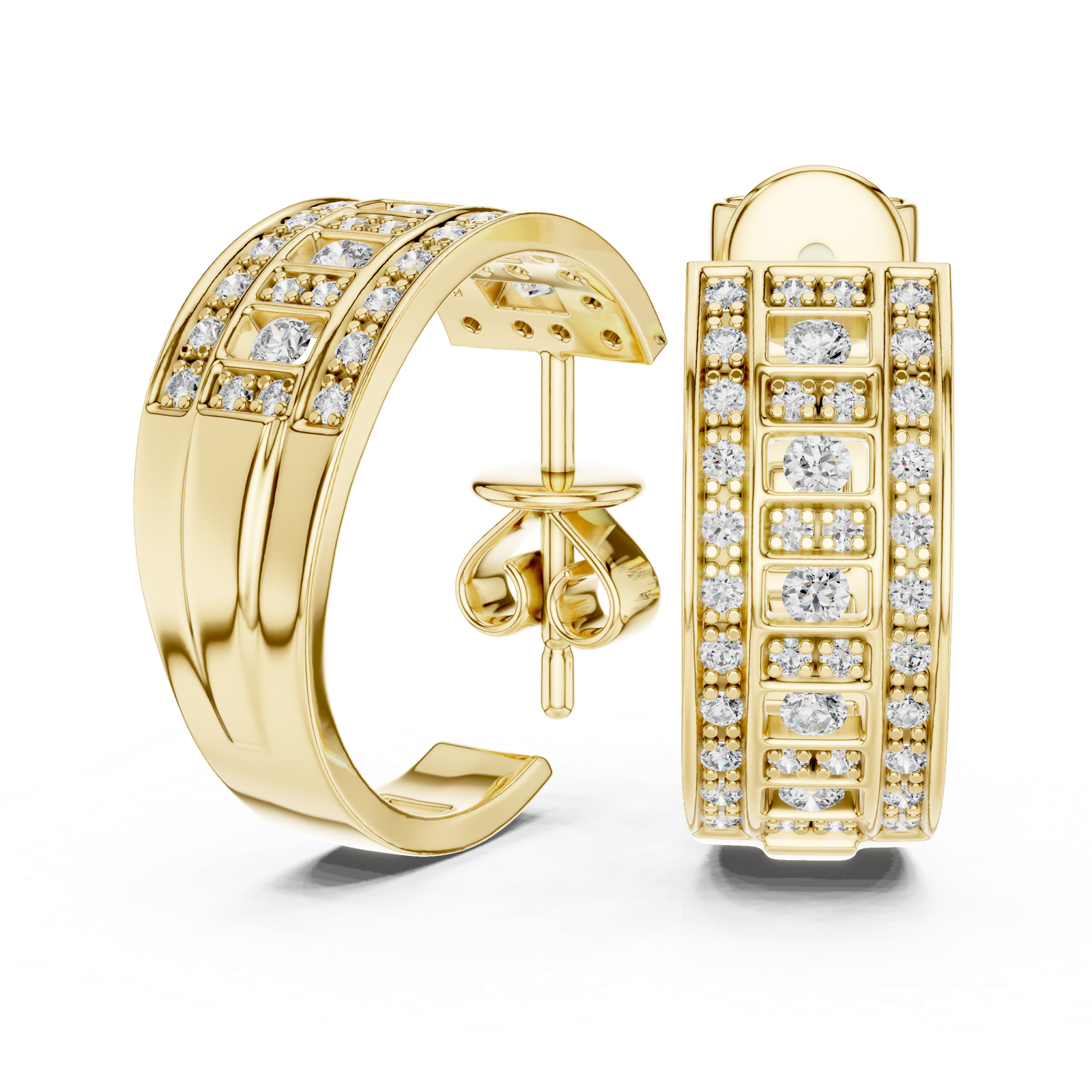 Gold Earrings L03-2, Yellow Gold, view 1
