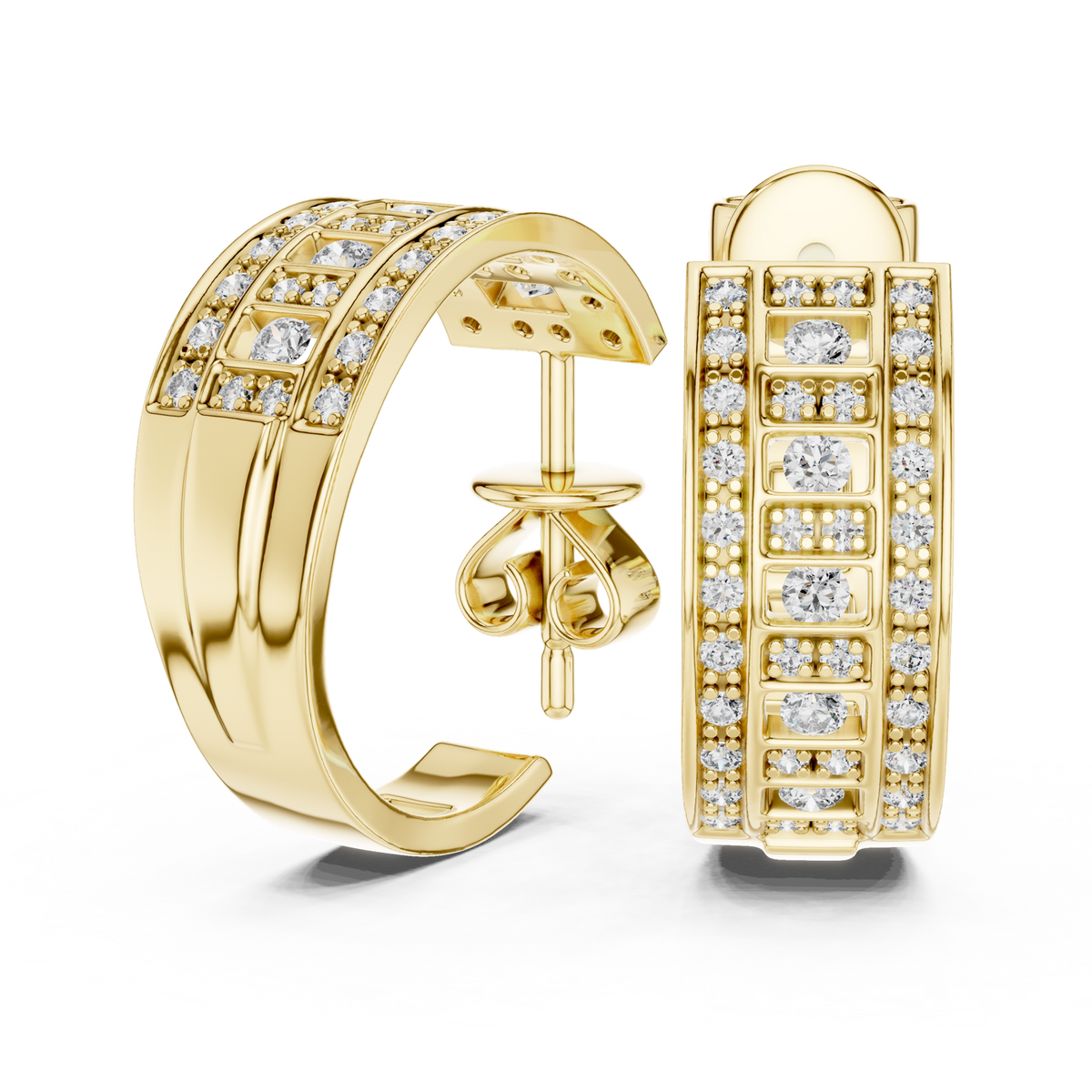 Gold Earrings L03-2, Yellow Gold, view 1