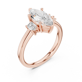Gold Ring DDLR-038, Marquise center stone, Rose Gold, view 2