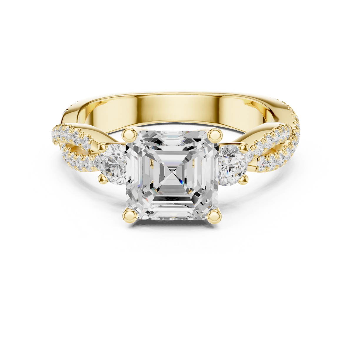 14K Solid Gold Lab Diamond Solitaire Ring, Yellow Gold