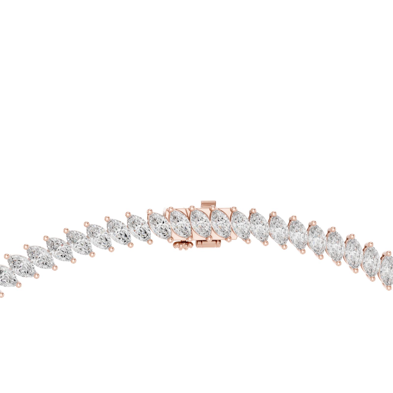 14K Solid Gold Lab Diamond Tennis Necklace, Rose Gold, view 4