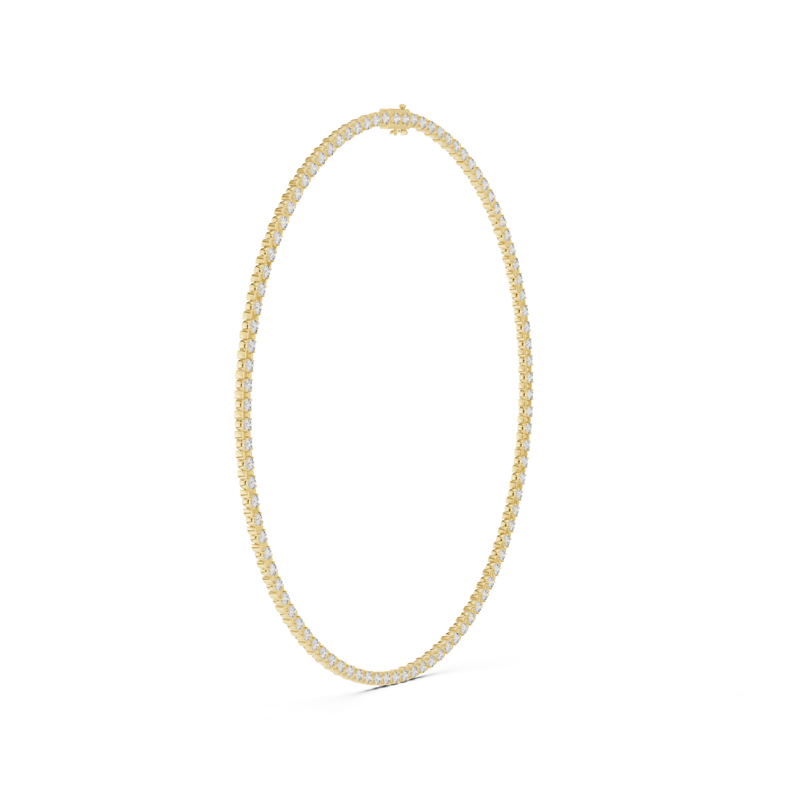 14K Solid Gold Lab Diamond Tennis Necklace, Yellow Gold, view 3