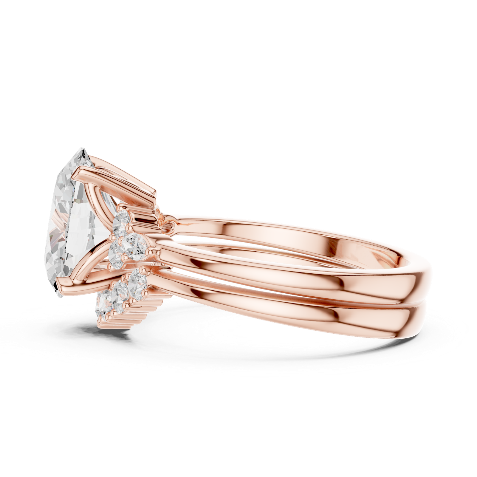 Gold Ring DDLR-440, Oval center stone, Rose Gold, view 3
