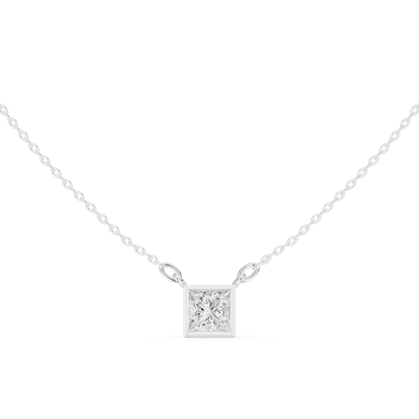 Gold Jewelry DDPS-001, Princess center stone, White Gold, view 4