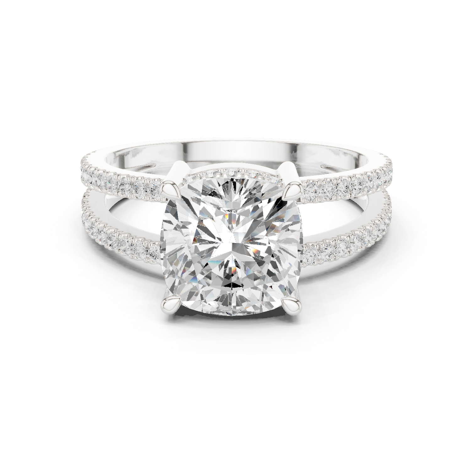 Gold Jewelry, Cushion center stone, White Gold