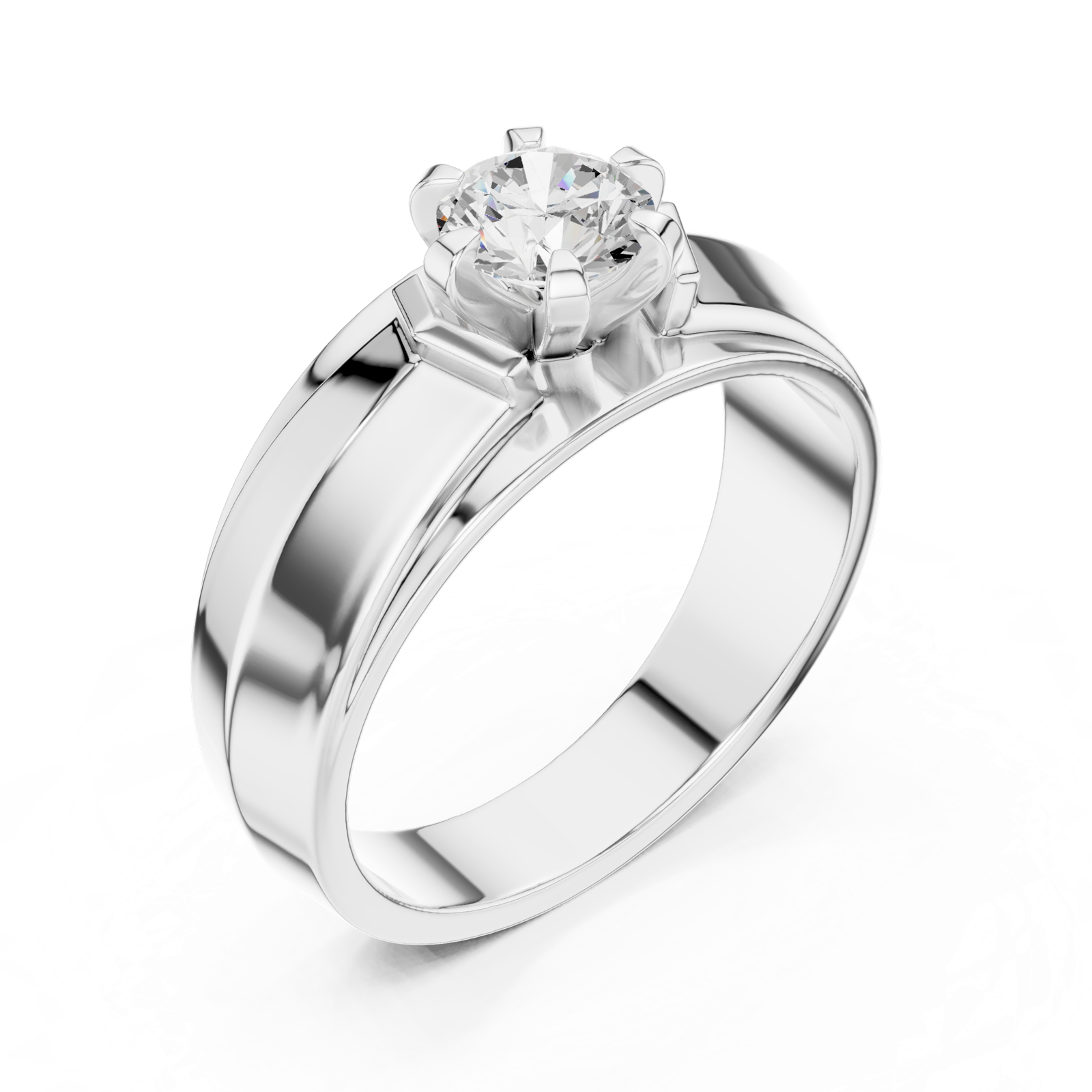 Gold Men's Ring GGR-0024, White Gold, view 2