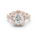 Gold Ring DDLR-442, Round center stone, Rose Gold