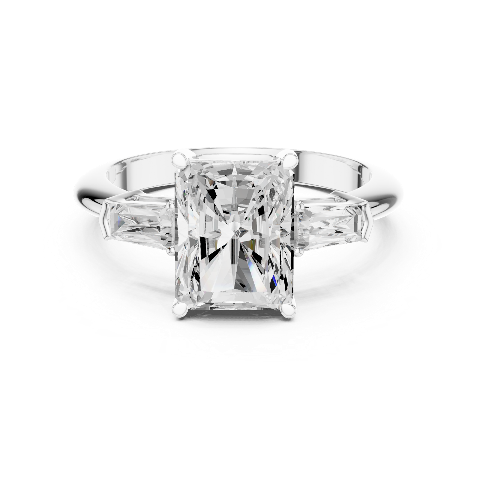 Gold Jewelry L35-67, Radiant center stone, White Gold, view 4