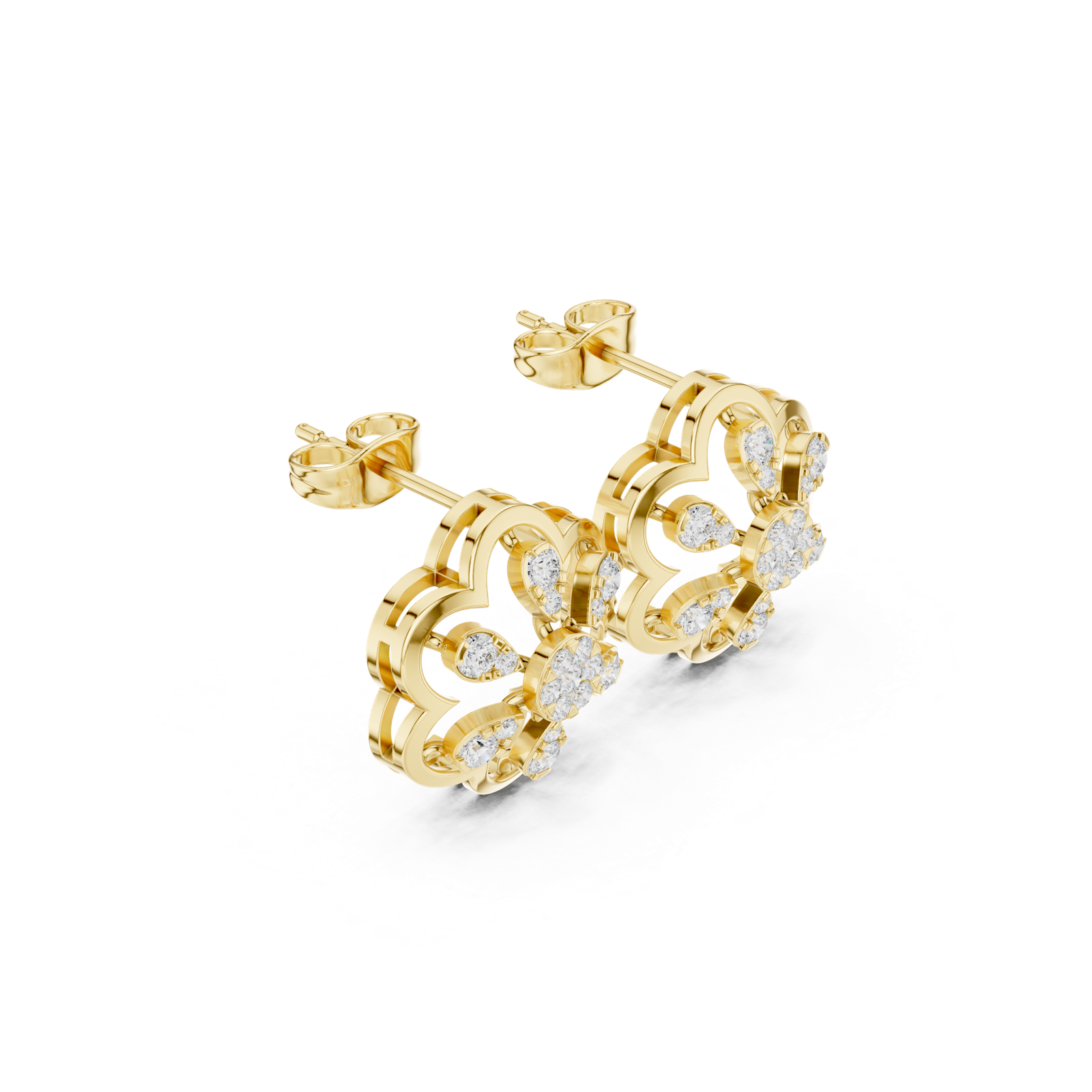 Gold Earrings 9-10009PE, Yellow Gold, view 1