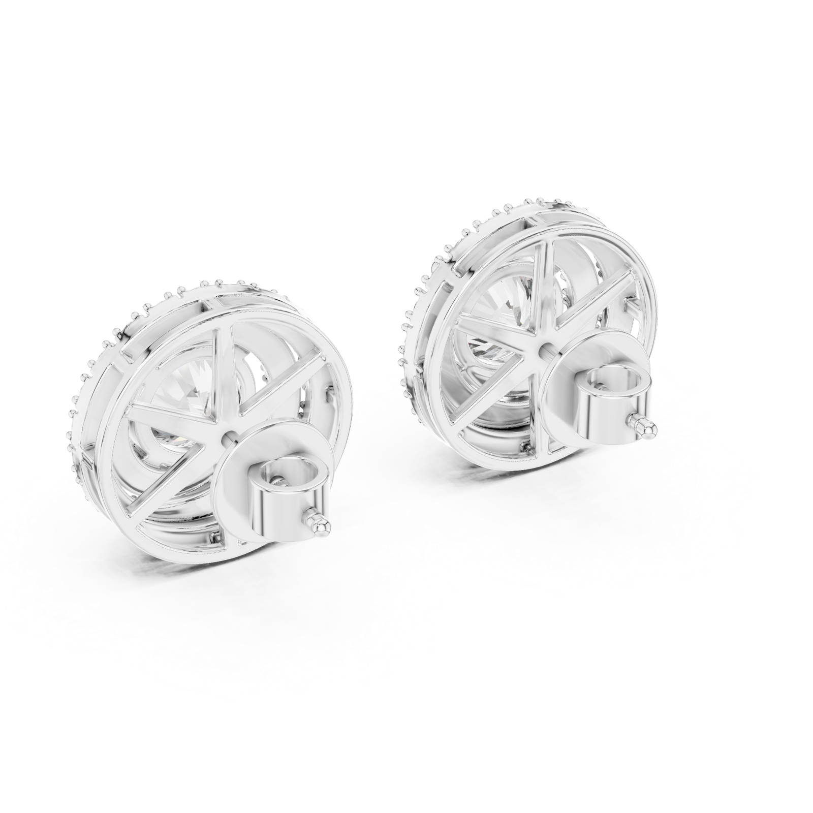 Gold Earrings ER-0017, White Gold, view 3
