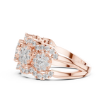 14K Solid Gold Lab Diamond Three-Stone Ring, Rose Gold, view 3