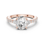 Gold Ring DDLR-037, Oval center stone, Rose Gold