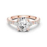 Gold Ring DDLR-037, Oval center stone, Rose Gold