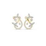 14K Solid Gold Lab Diamond Cluster Earrings, Yellow Gold