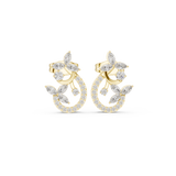 14K Solid Gold Lab Diamond Cluster Earrings, Yellow Gold