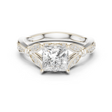 Gold Ring DDLR-257, Princess center stone, White Gold