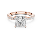 Gold Ring DDLR-161, Princess center stone, Rose Gold, view 4