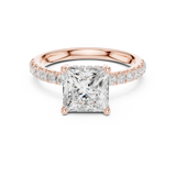 Gold Ring DDLR-161, Princess center stone, Rose Gold, view 4