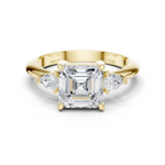 Gold Jewelry, Asscher center stone, Yellow Gold