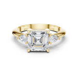 Gold Jewelry, Asscher center stone, Yellow Gold