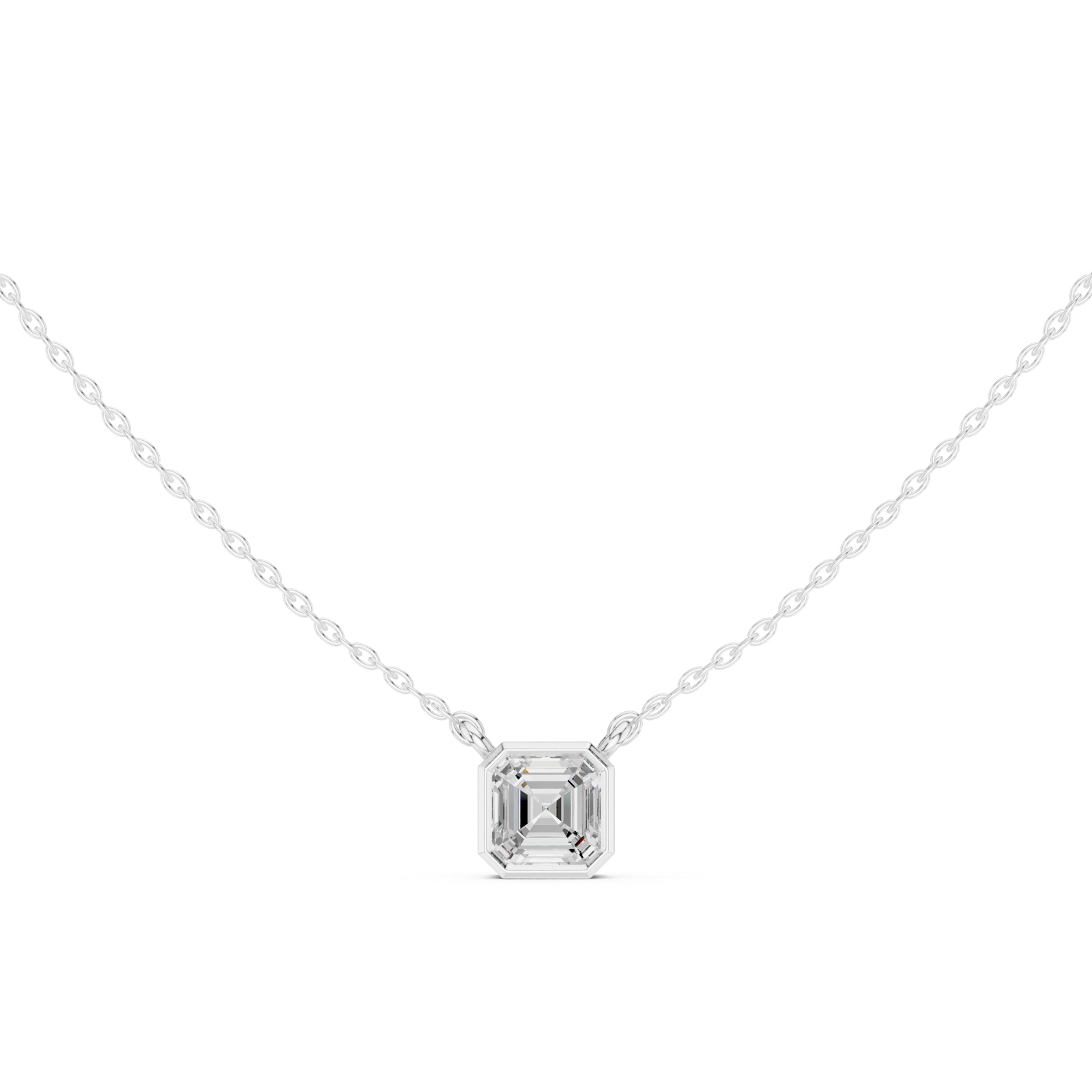 Gold Jewelry, Asscher center stone, White Gold, view 4