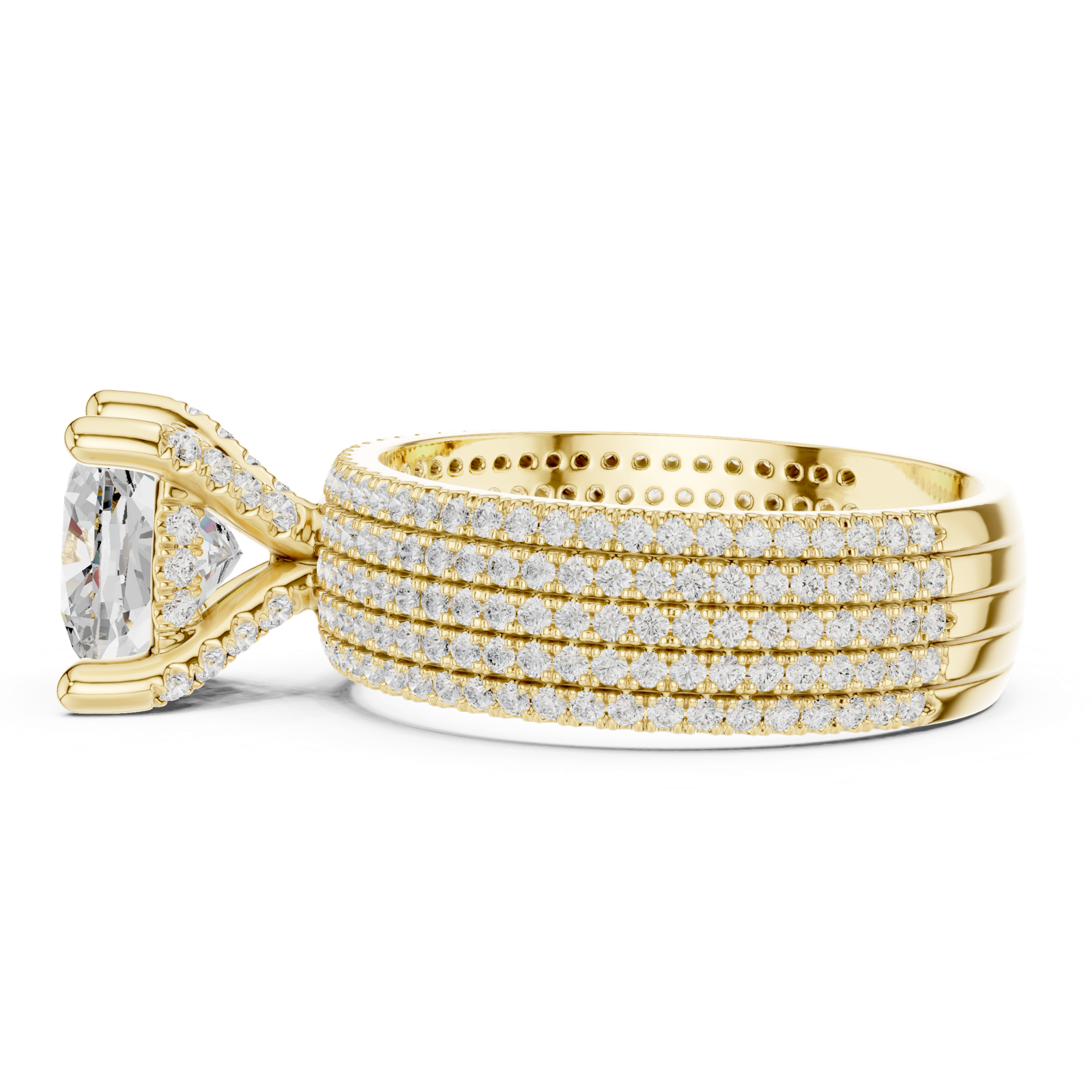 Gold Ring, Cushion center stone, Yellow Gold, view 3