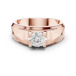 14K Solid Gold Lab Diamond Solitaire Ring, Rose Gold