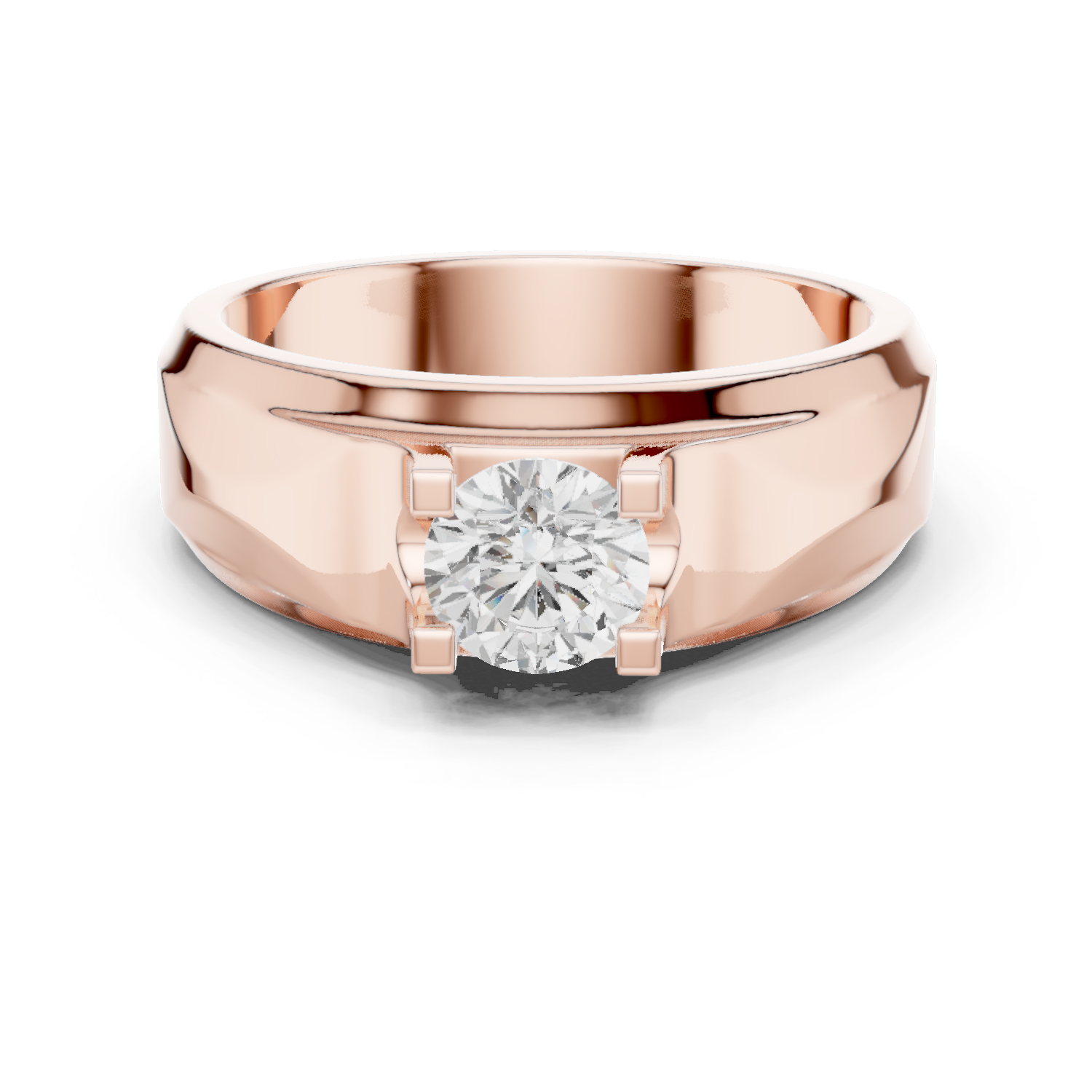 14K Solid Gold Lab Diamond Solitaire Ring, Rose Gold