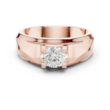 14K Solid Gold Lab Diamond Solitaire Ring, Rose Gold