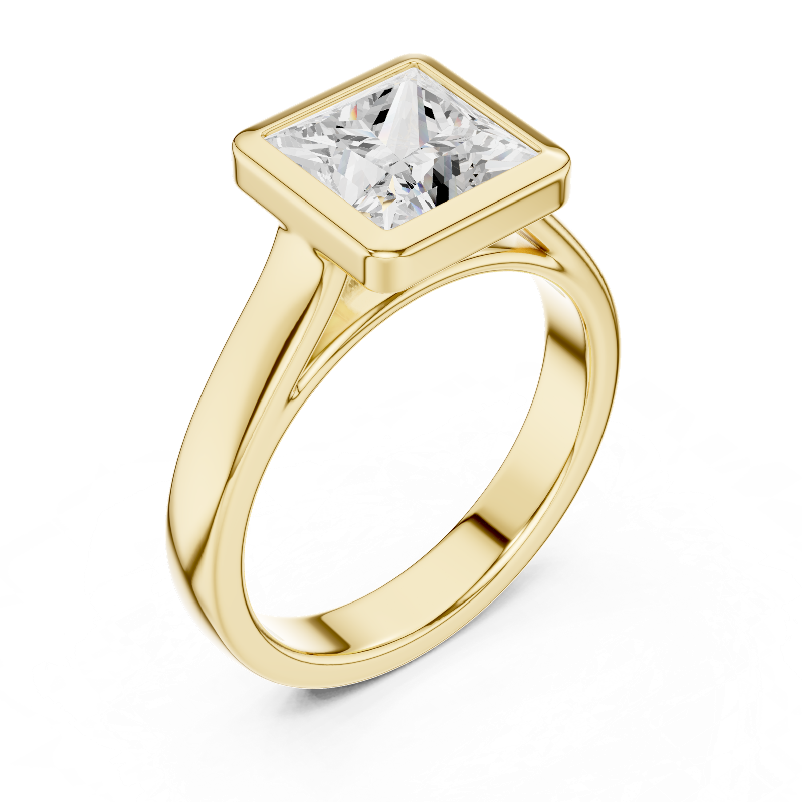 Gold Jewelry L36-3, Princess center stone, Yellow Gold, view 2