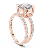 Gold Jewelry, Cushion center stone, Rose Gold, view 1