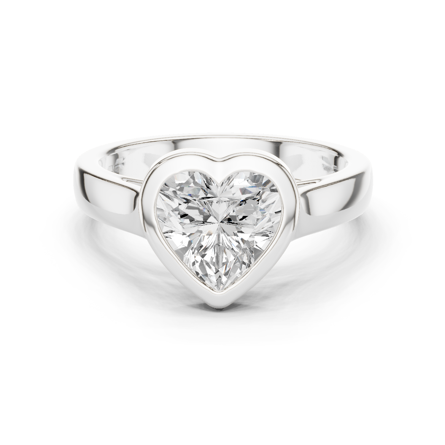 Gold Jewelry L36-3, Heart center stone, White Gold