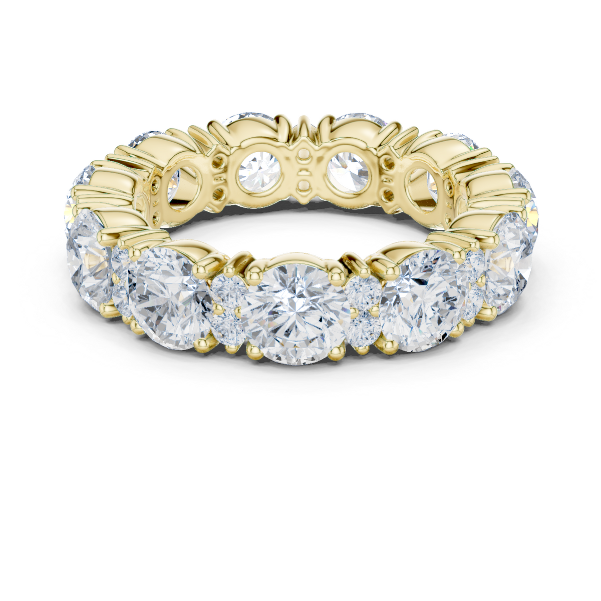 14K Solid Gold Lab Diamond Eternity Ring, Yellow Gold